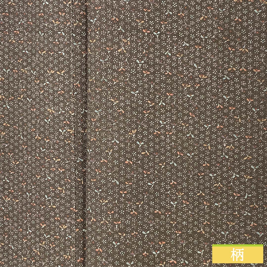 Komon silk kimono, S rank, length 159cm, sleeve length 66cm, lined, chestnut-colored crepe fabric with small flowers and brown accents, product number 1115007412314