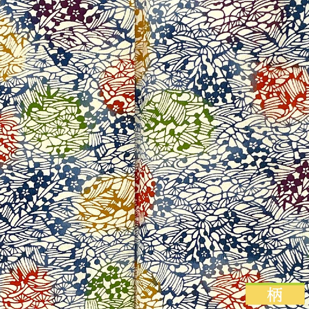 Komon (small pattern) kimono, pure silk, length 147cm, sleeve length 64cm, lined, off-white, stencil-dyed, abstract pattern, with basting thread, A rank, white, 1115006123111