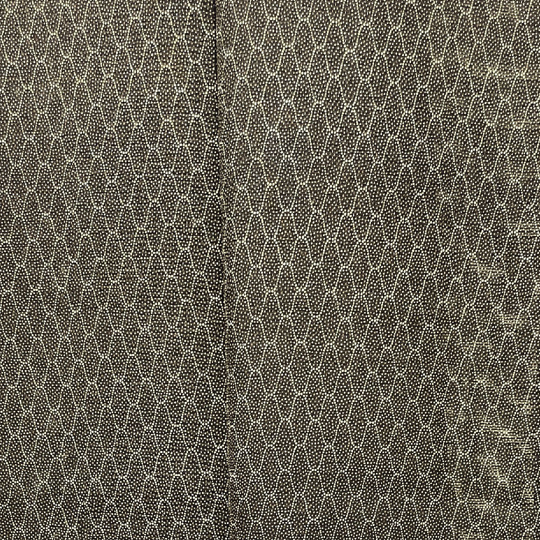Summer pure silk komon kimono, length 160cm, sleeve length 63.5cm, dark grey, geometric pattern, silk, A rank, brown, 1132001673414