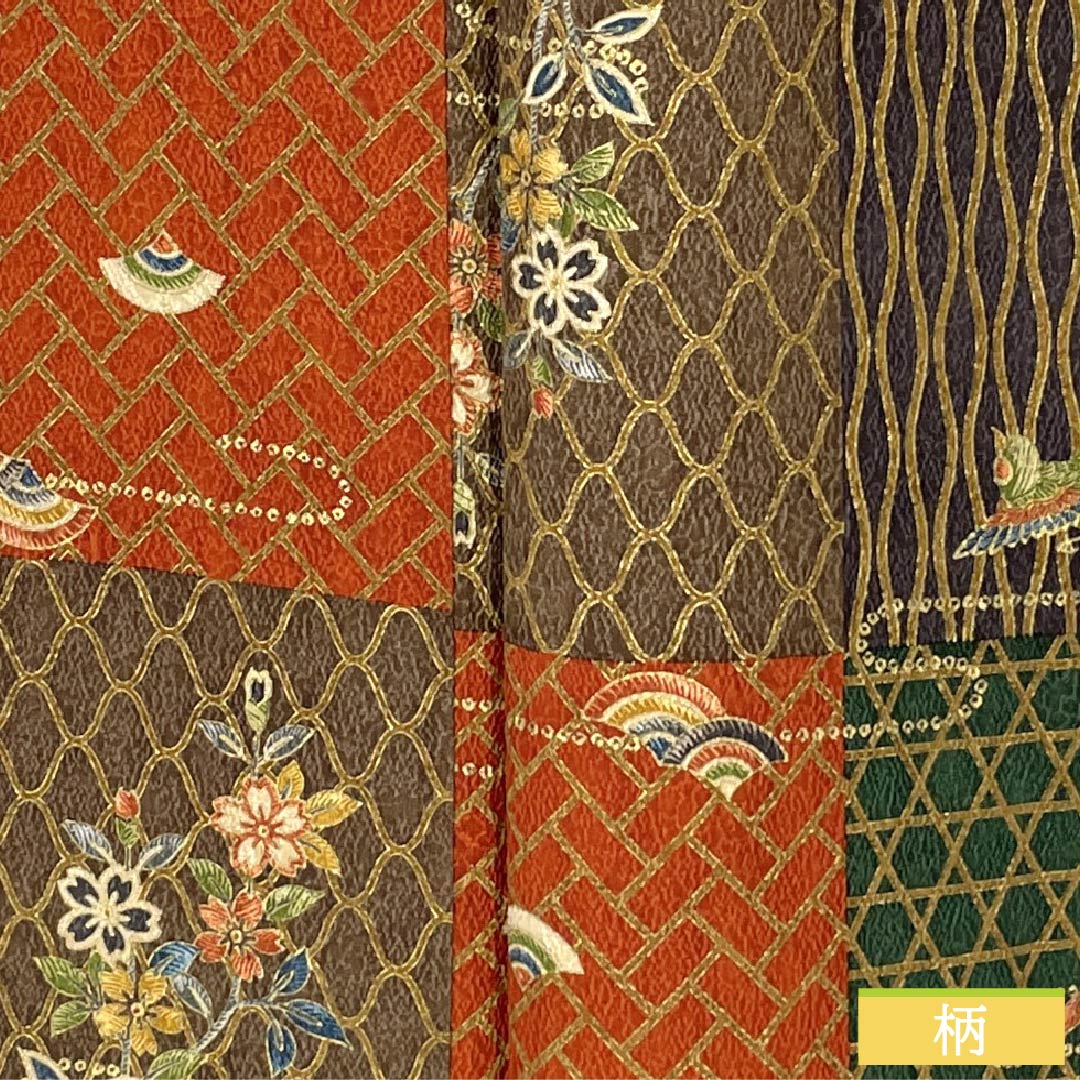 Komon (small pattern) silk, S rank, length 160cm, sleeve length 63cm, lined, Kyoto Yuzen, checkered pattern, classic artist's work, gradient effect, product number 1115006802499
