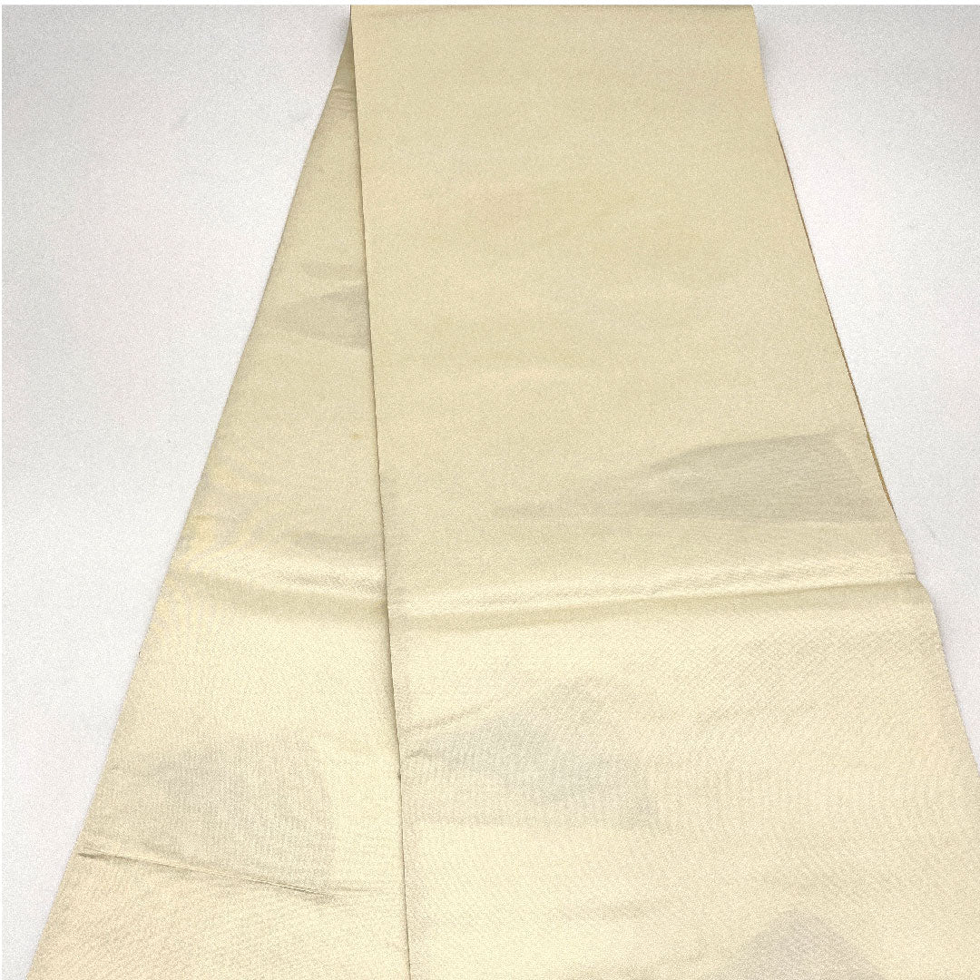 Nagoya obi, Living National Treasure Kitagawa Heiro, Honkaraori, Toyama pattern, obi length 369cm, pure silk, B rank, six-pass, casual, cream color, 1124001314315, open tailoring