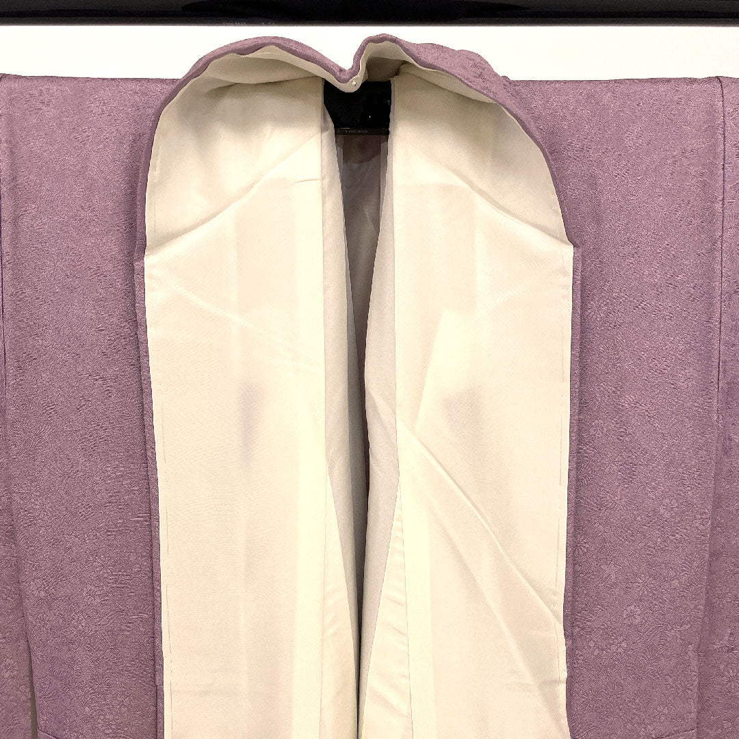 Plain color, floral and bird pattern, circle with crocodile pattern, length 160cm, sleeve length 65cm, lined, pure silk, S rank, purple, 1114000212320