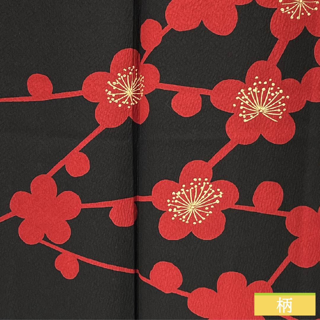 Furisode Silk A Rank Length 156.5cm Sleeve length 64cm Lined Sho-enji-iro (Deep Carmine) Kyo-Yuzen Stencil Dyed Plum Modern Sawaya Guard Red 1113002943312