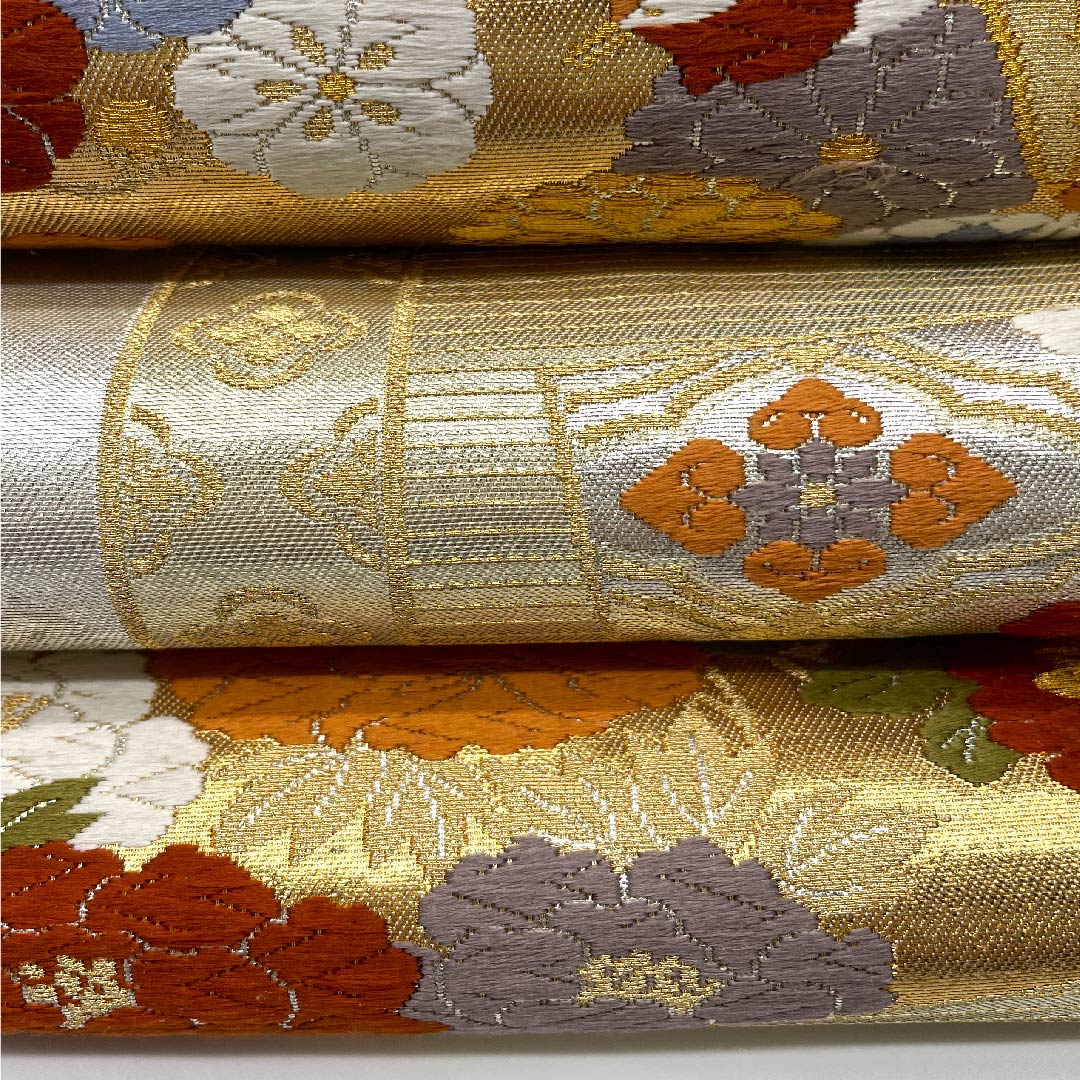 袋帯 灰白色色（かいはくしょくいろ） 全通箔 鳳凰 吉祥文様 帯丈430cm 正絹 Aランク 六通 フォーマル 銀系 1123007513322