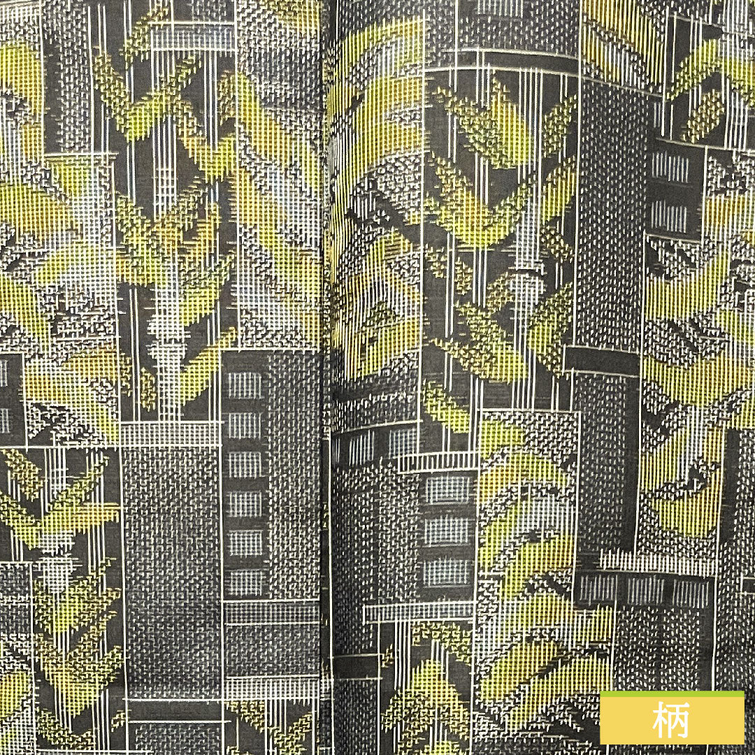 Murayama Oshima, pure silk, length 156cm, sleeve length 62cm, abstract pattern, S rank, single layer, black, 1116003142310