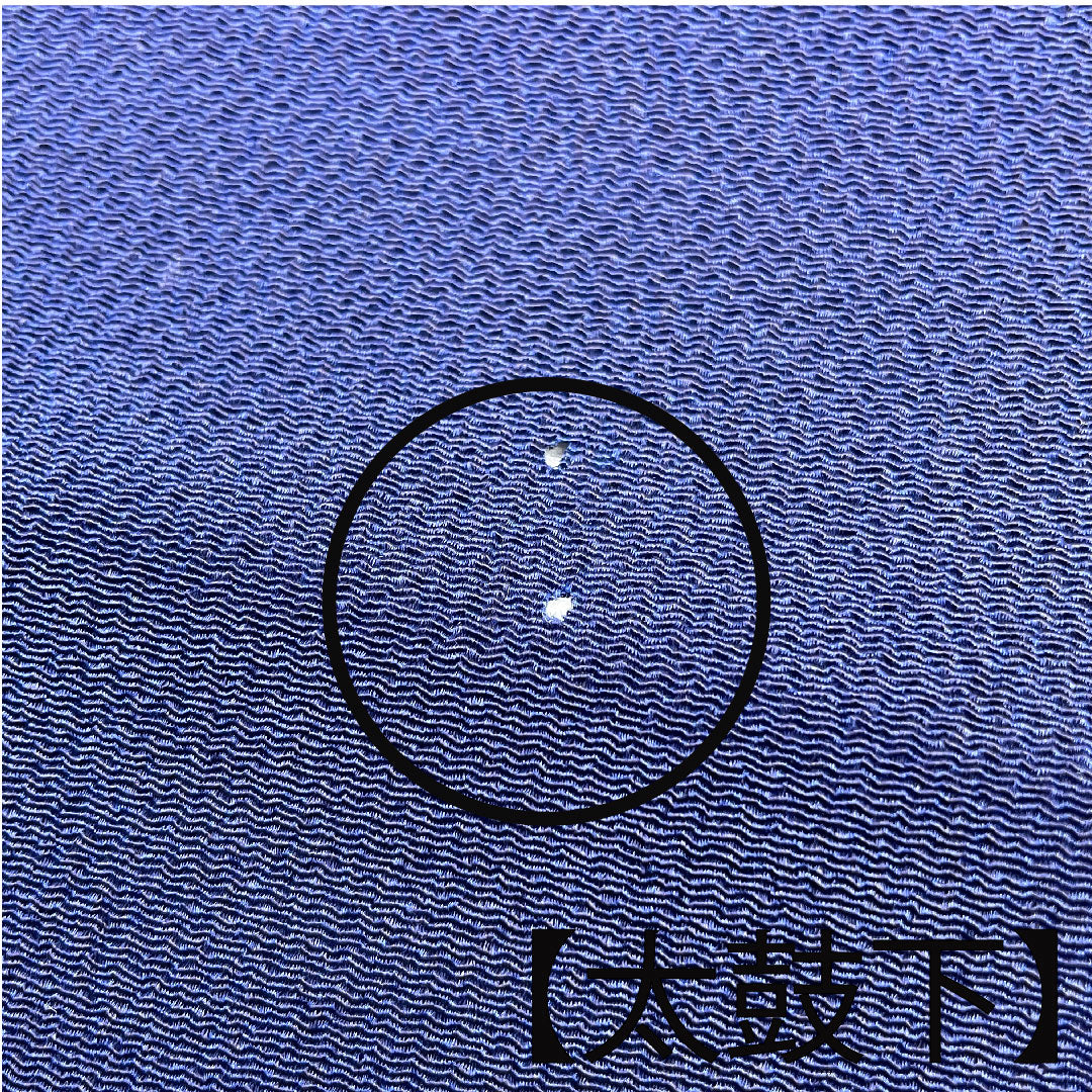 名古屋帯 松皮菱 花模様 染帯 縮緬帯丈380.5cm 正絹 Aランク ポイント柄 カジュアル 紺系 1124001583318  名古屋仕立て