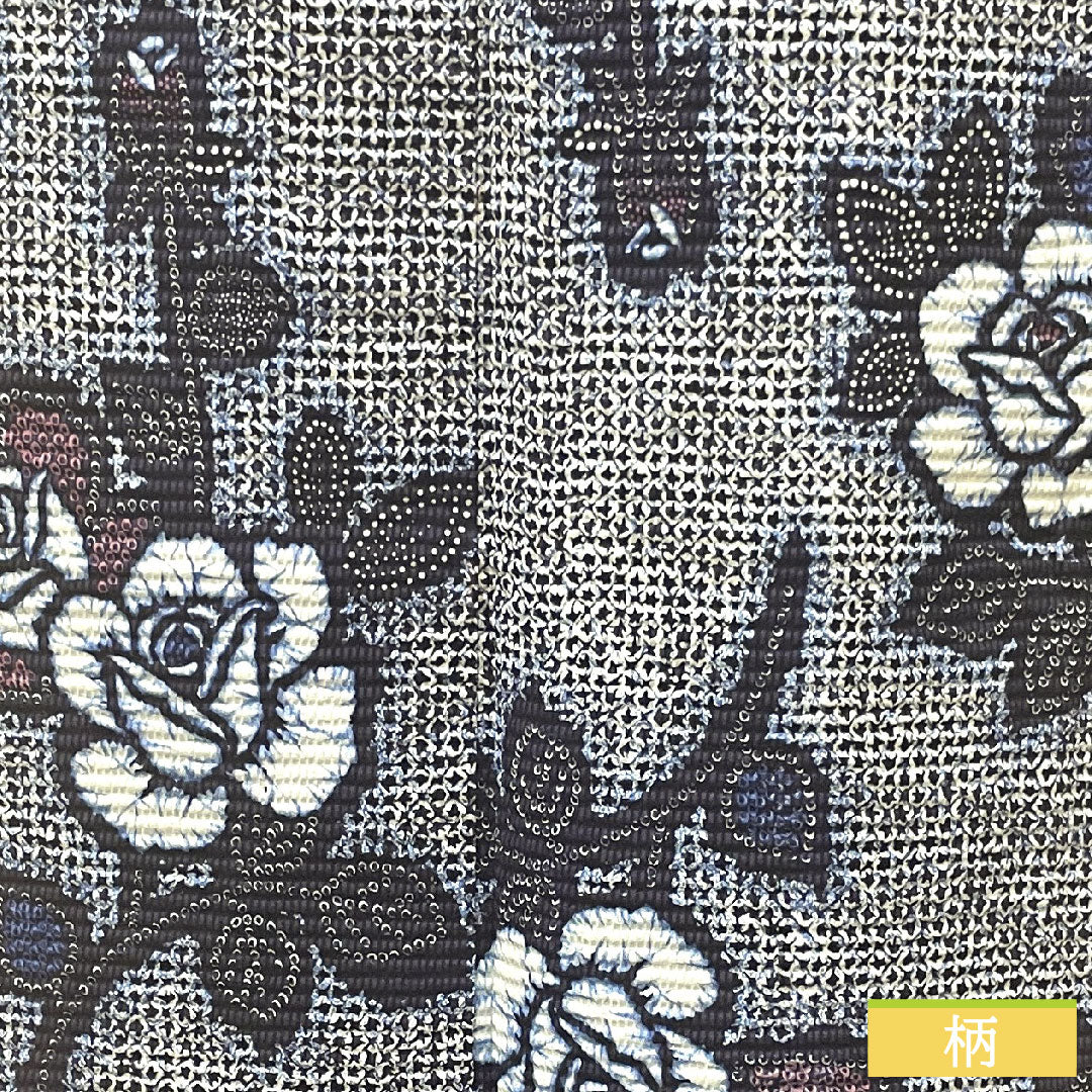 Yukata Cotton Length 155cm Sleeve length 63cm A rank Single layer Navy Deep navy Ripple Rose 1118004582318