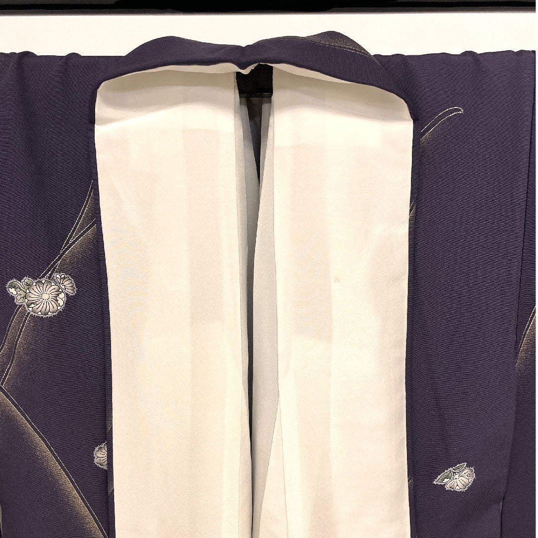 小紋 身丈164.5cm 裄丈66cm 袷  花模様  正絹 Sランク 紫系 1115001162320