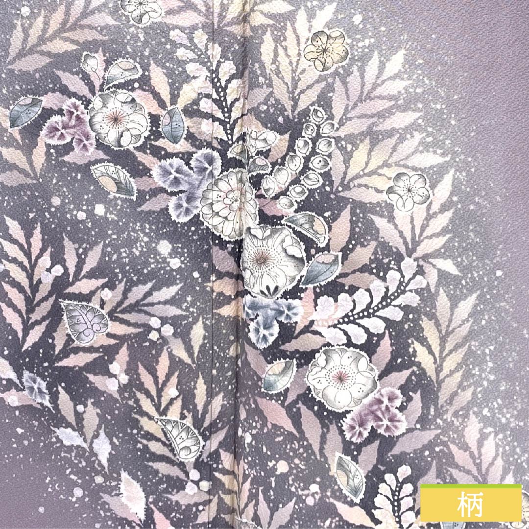 Visiting Kimono, Pure Silk, S Rank, Lined, Length 165cm, Sleeve Length 64.5cm, Shrimp-colored, Kyoto Yuzen, Tsujigahana Pattern, Purple, Item Number: 1112007222520