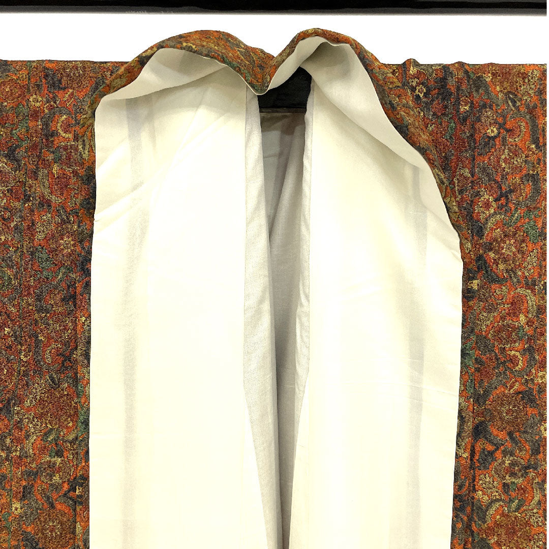Komon, Length 163cm, Sleeve length 65cm, Lined, Sarasa pattern, Pure silk, S rank, Brown, 1115000932414