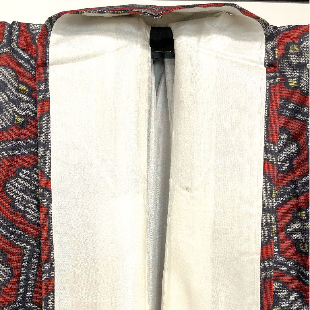 Murayama Oshima Length 151.5cm Sleeve length 62cm Dark red ensemble Tortoiseshell and plum Pure silk A rank Awase Red 1116001633212