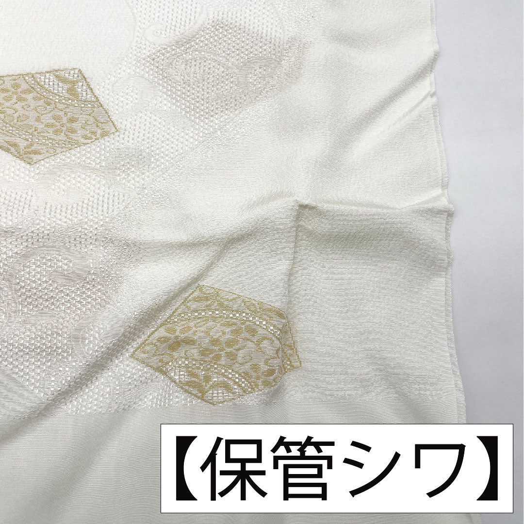 （新古品） 帯締め・帯揚げセット 正絹 NEWランク 鉛白色（えんぱくいろ） 留袖用 古典柄 汕頭 長さ約160cm 幅約1.7cm フォーマル 白系 1141000311311