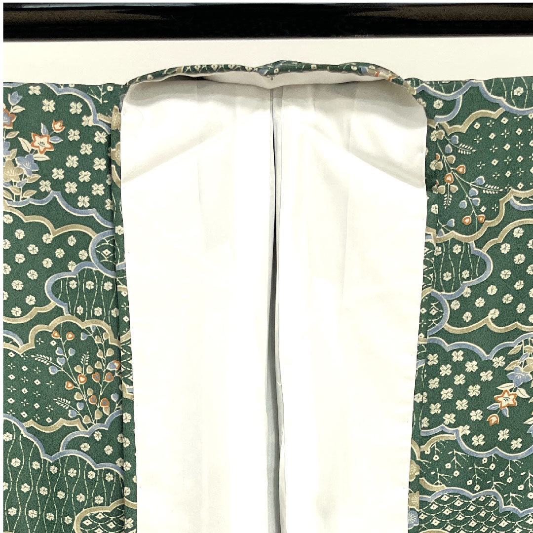 Small pattern, Length 160cm, Sleeve length 62.5cm, Awase, Light green, Washable kimono, Cloud pattern, Floral pattern, Polyester, S rank, Green, 1115002572419