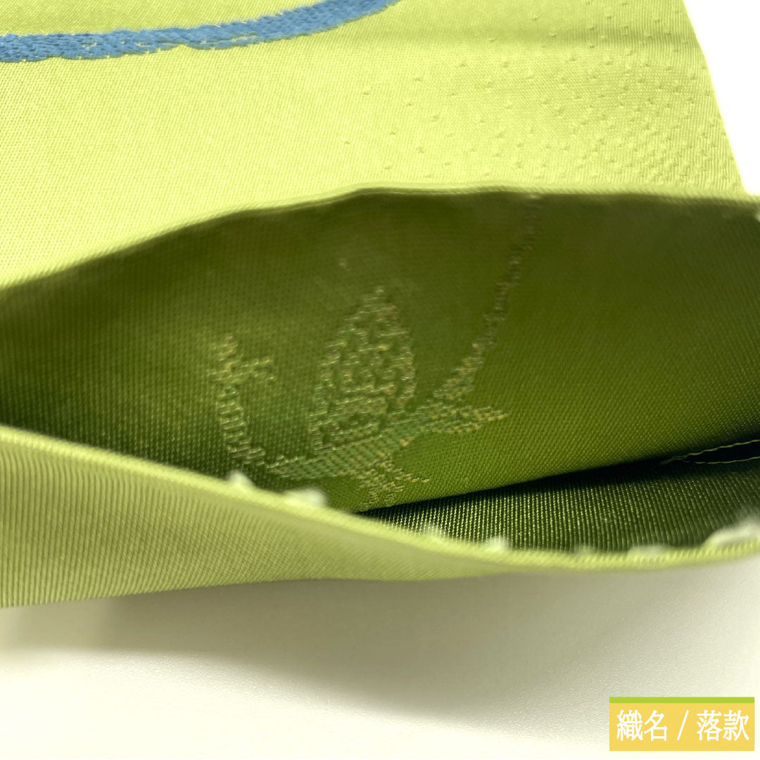 Fukuro Obi (sash), pure silk, grade A, willow brown, Nishijin weave, Shirayaen Oba, abstract pattern, length 434cm, six-fold, casual, green, 1123016593319