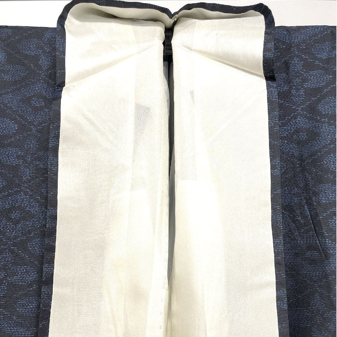 Oshima Tsumugi, Length 148.5cm, Sleeve length 66cm, Weft-total Kasuri, Tortoiseshell pattern, Pure silk, A-rank, Lined, Navy blue, 1116001673118