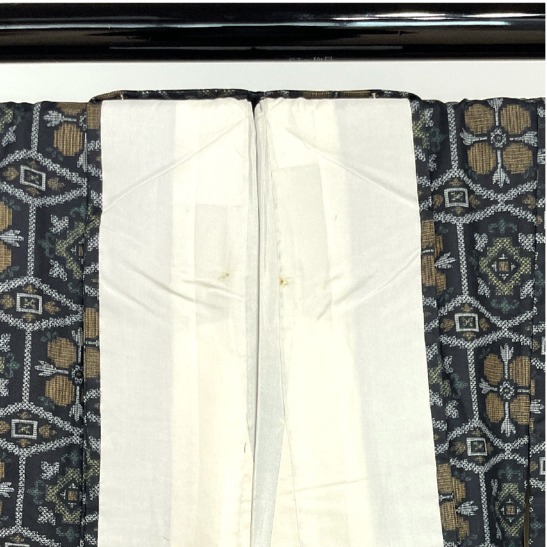 Murayama Oshima Length 151cm Sleeve length 63.5cm Ensemble Abstract pattern Pure silk A rank Awase Black 1116001993210