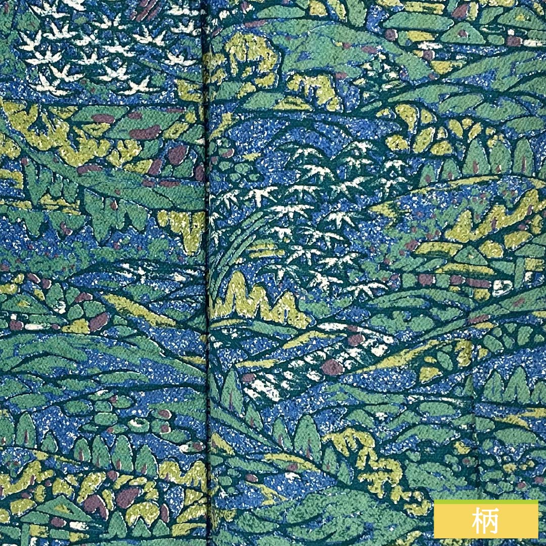 小紋 正絹 身丈164.5cm 裄丈68cm 袷 露草色（つゆくさいろ） 型染 風景絵画調 しあわせガード Sランク 青系 1115005422417