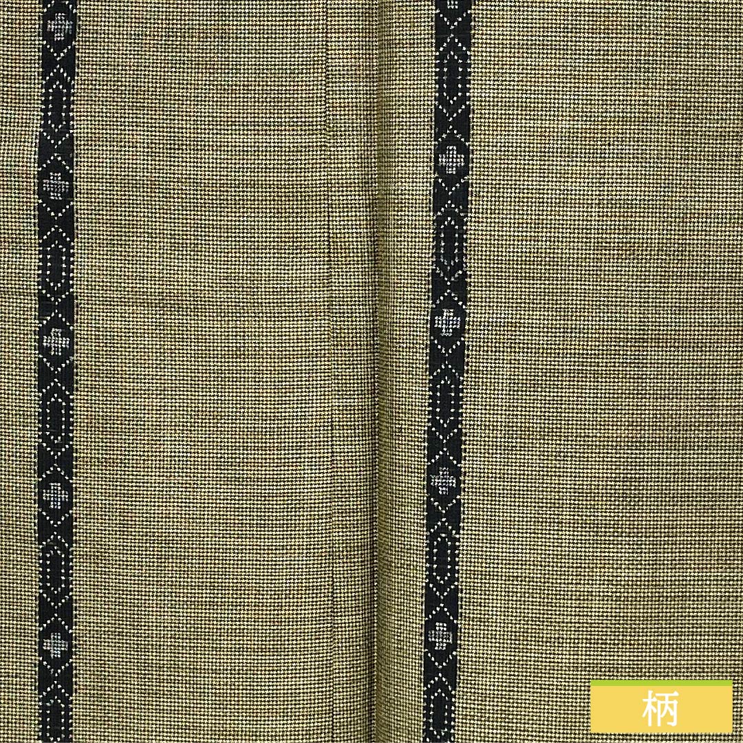 Silk Tsumugi (S-Rank) - Length 160.5cm, Sleeve Length 62cm, Kobichairo (Lustful Brown) - Authentic Oshima Tsumugi, Ichigen Kasuri Pattern, 7 Marks, Lined, Green, Product Number: 1116004522419