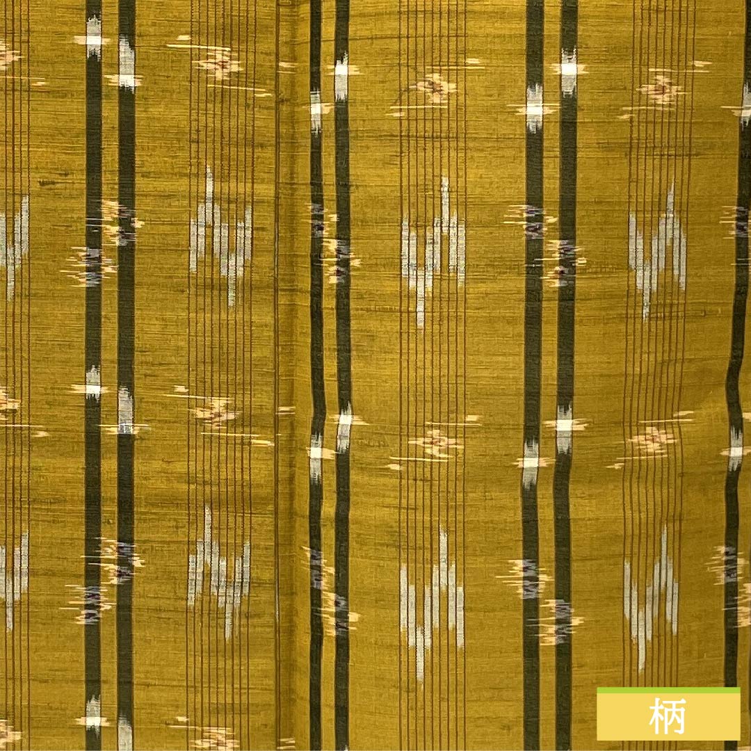 紬 正絹 Sランク 身丈154cm 裄丈62.5cm 黄茶色（きちゃいろ） 絣 単衣 茶系 1116004022214