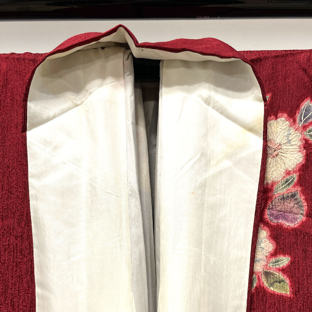 振袖 身丈160.5cm 裄丈63.5cm 袷  海老色 辻ヶ花  正絹 Aランク 赤系 1113001443412