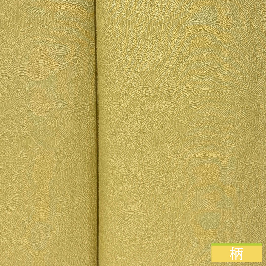 色無地 正絹 身丈154.5cm 裄丈62.5cm 魚子黄色（ぎょしこういろ） 一つ紋 陰抱き茗荷 袷 Aランク 黄系 1114001953223