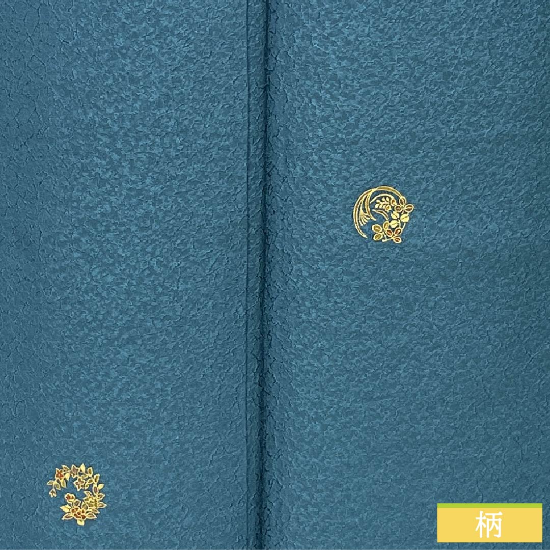 Komon (small pattern) kimono, pure silk, length 165cm, sleeve length 66.5cm, lined, Nandouiro (nandou-iro) with floral wreath, Kyoto Yuzen, S rank, blue, 1115006282517