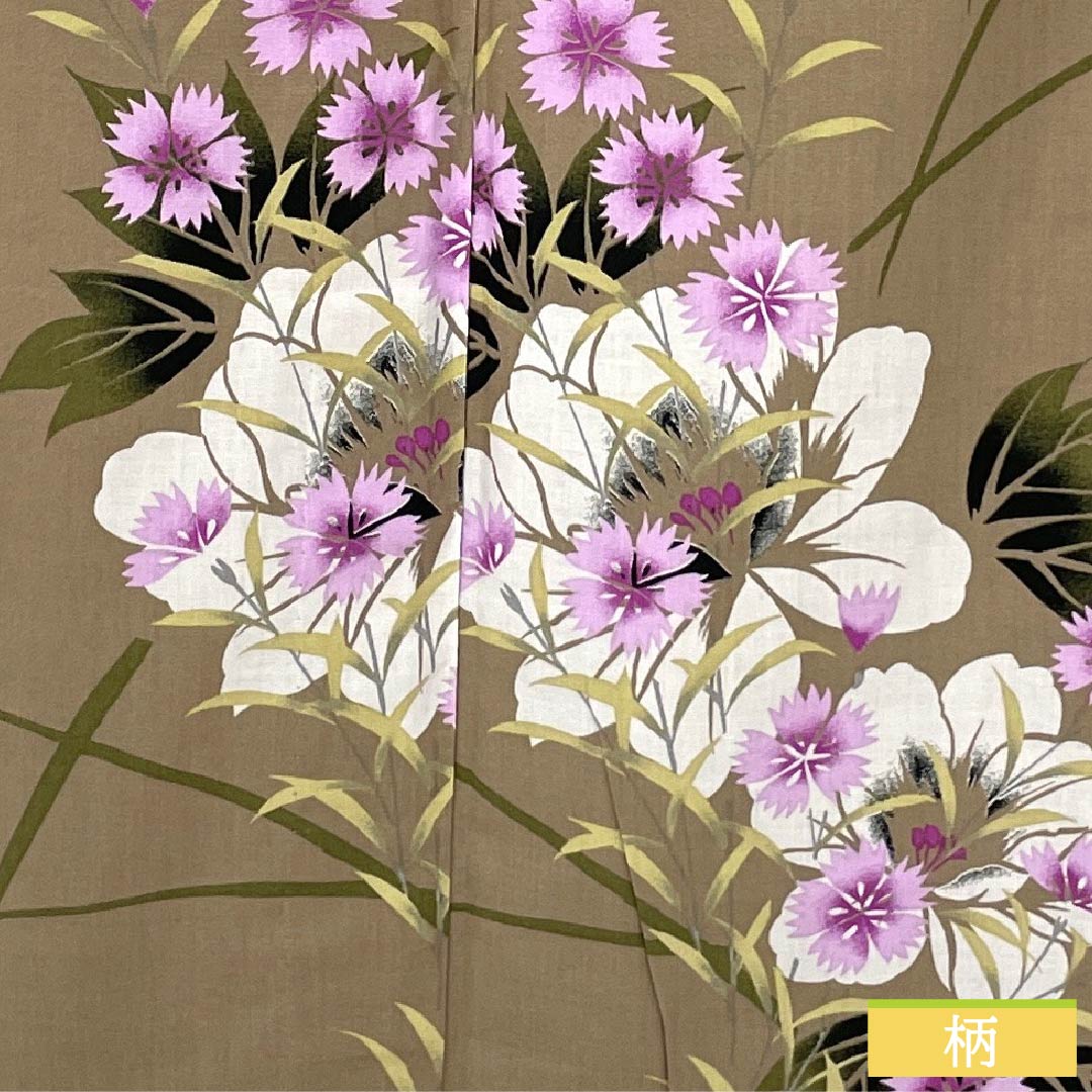 Cotton Yukata, Length 163.5cm, Sleeve Length 65.5cm, S Rank, Single Layer, Beige, Brownish Gray, Pink, 1118006202425