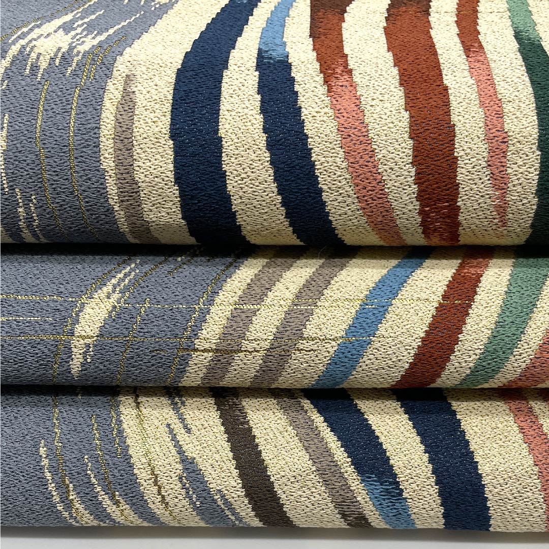 Fukuro Obi (Fukuro obi) in rust red, Shirayaen Oba, geometric pattern, obi length 434cm, pure silk, S rank, six-pass, casual, gradation style, 1123008802399