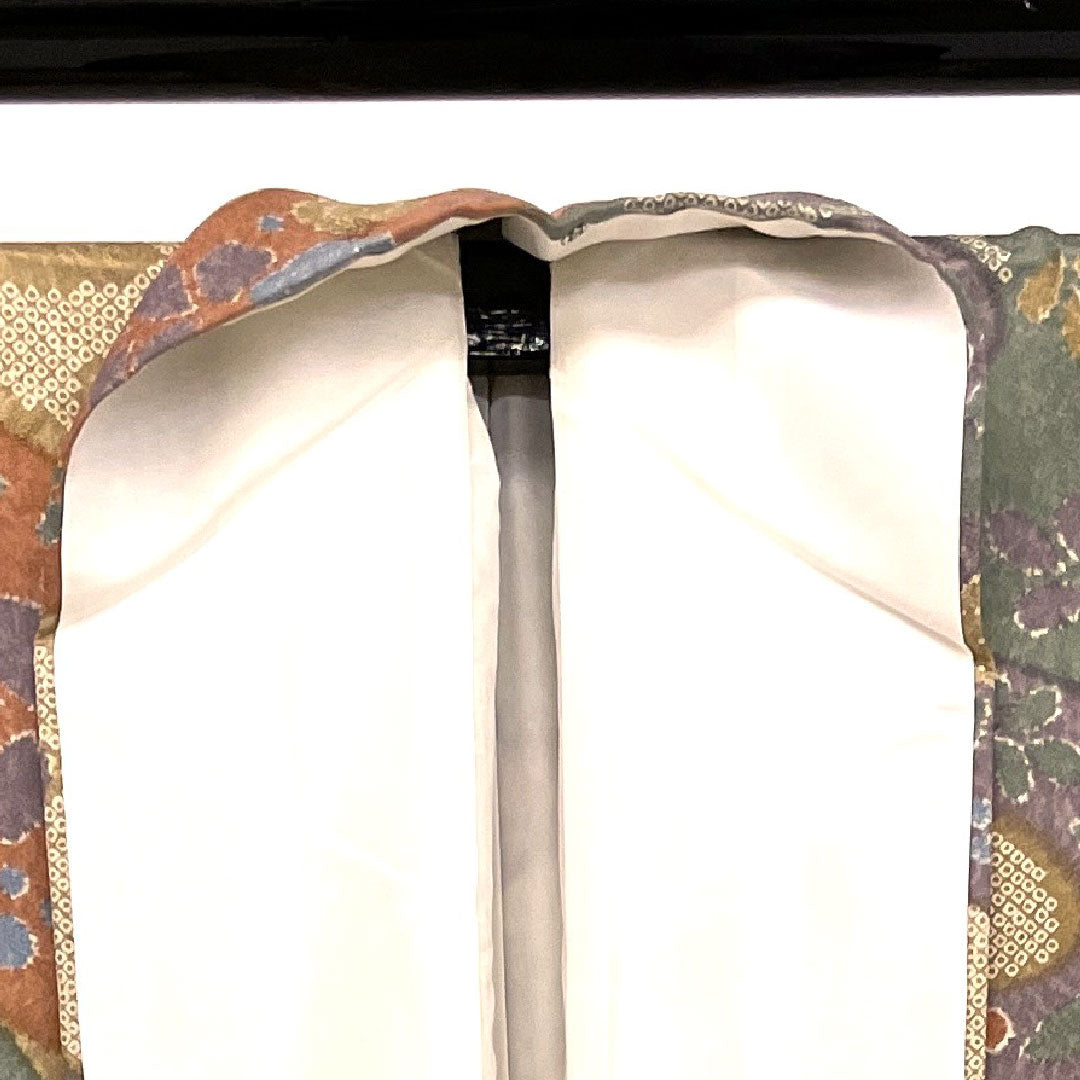 Small pattern, Length 166cm, Sleeve length 67cm, Awase, Cherry blossoms, Flowing water pattern, Pure silk, S rank, Yellow, 1115000452523