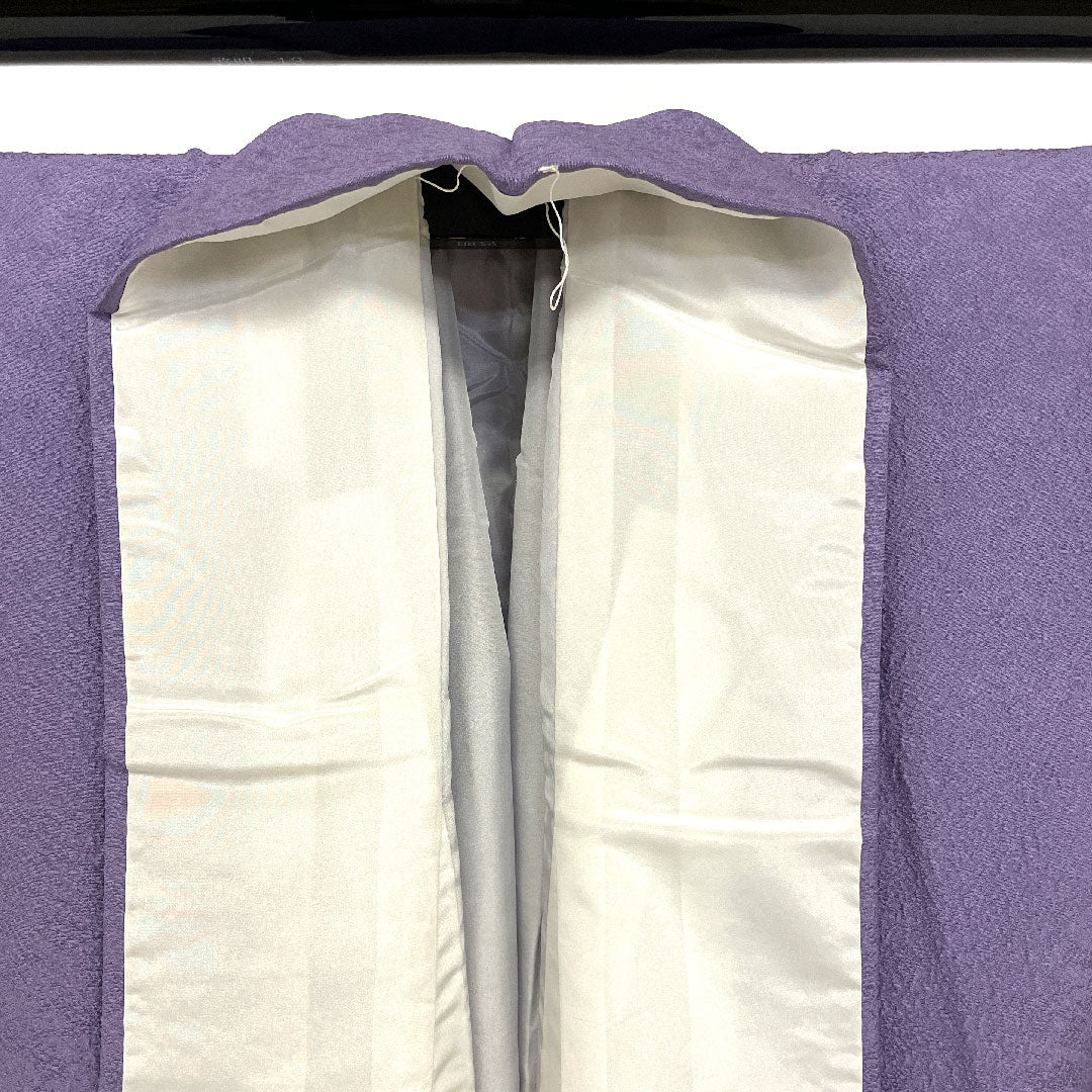Solid color, Dronwork embroidery, classic diamond pattern, hanging wisteria, length 148cm, sleeve length 62cm, lined, pure silk, S rank, purple, 1114000182120