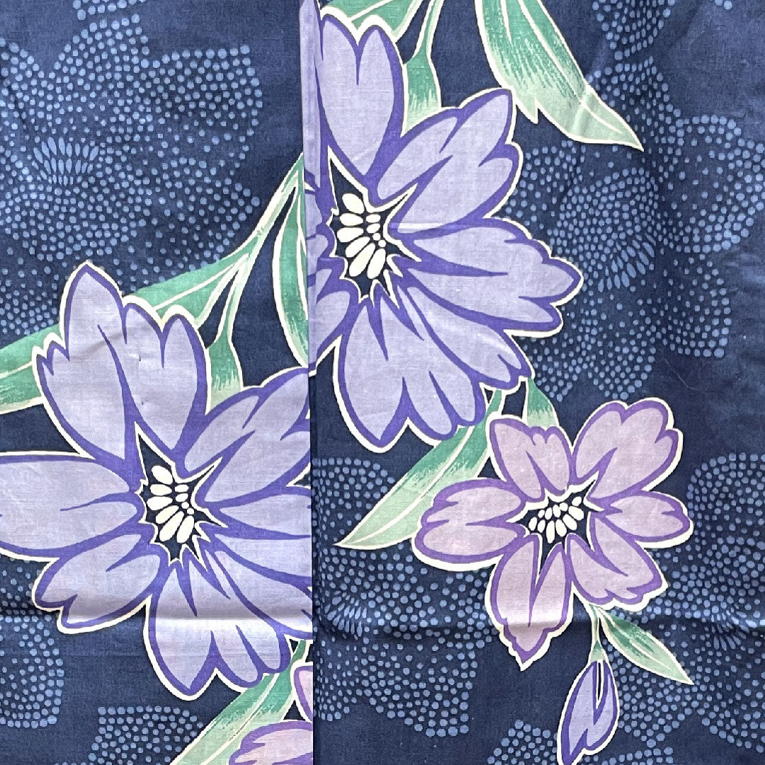 Yukata, Korean blue, azalea, cotton, S rank, single layer, length 165cm, sleeve length 66cm, navy blue, 1118003602518