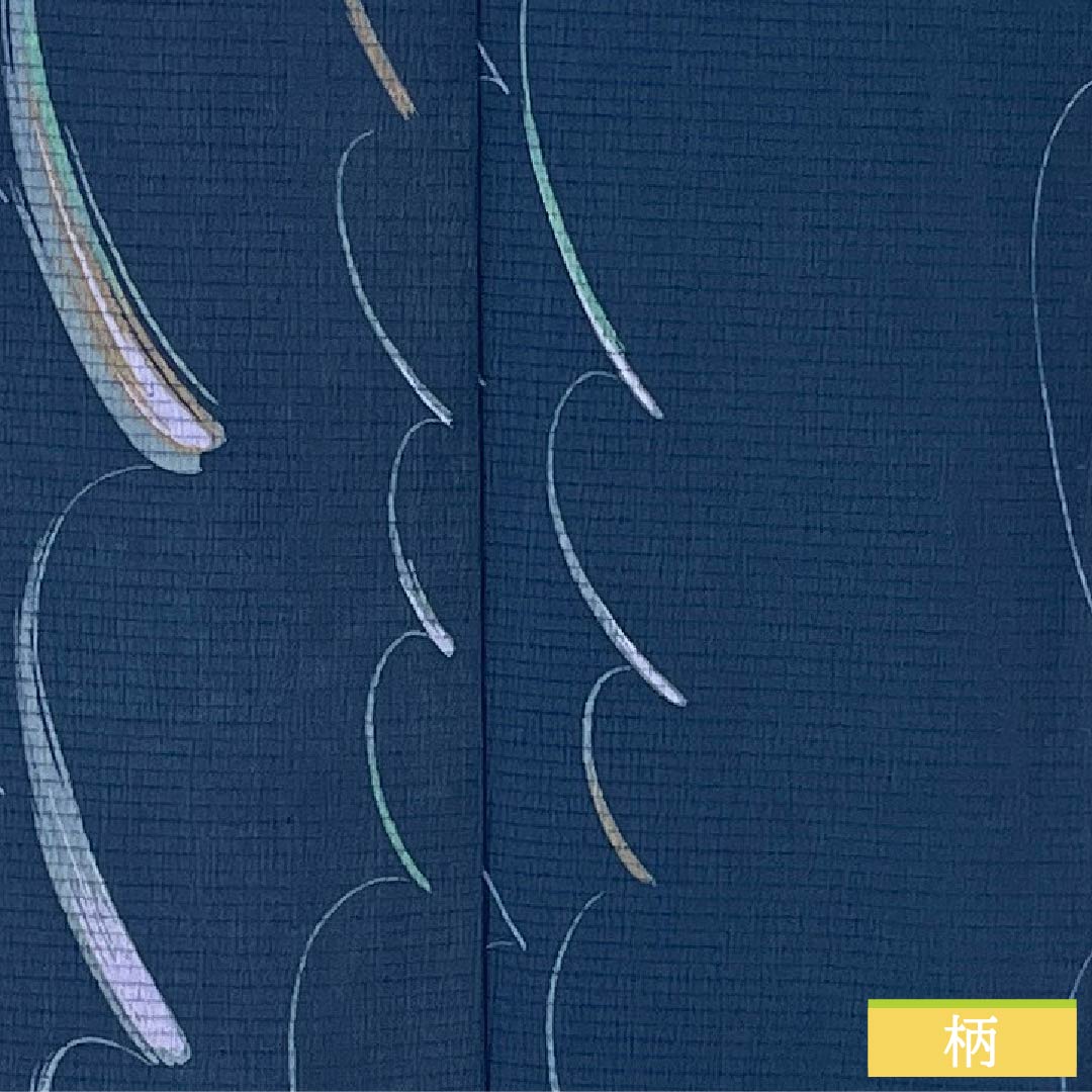 Summer kimono, polyester, komon (small pattern), length 168cm, sleeve length 66cm, navy iron color (kontetsuiro), abstract pattern, washable, ro (ro silk), rank A, navy blue, product number 1132002643518