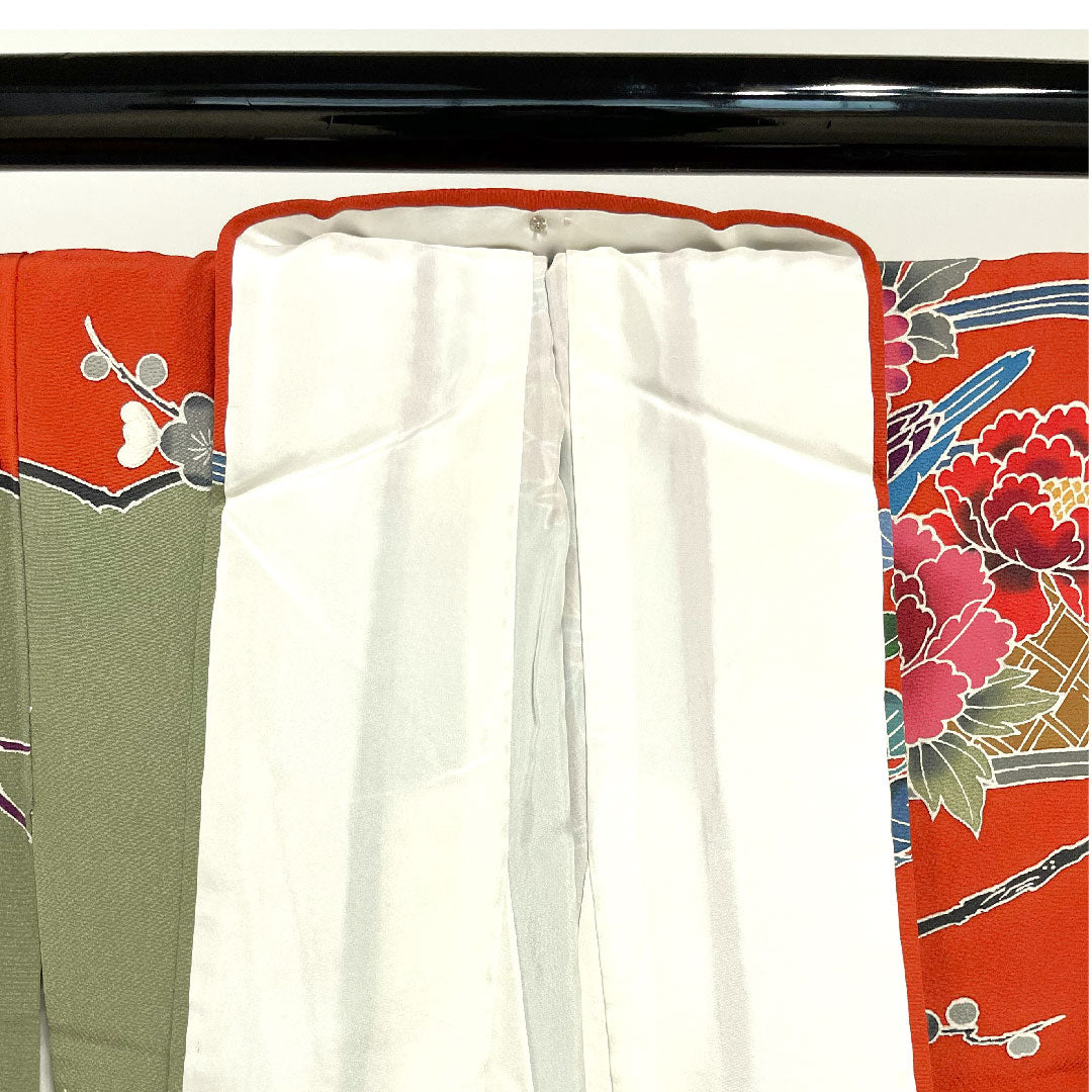 振袖 身丈165cm 裄丈65.5cm 袷  栗梅色 京紅型 鴛鴦 松竹梅  正絹 Sランク 赤系 1113000902512