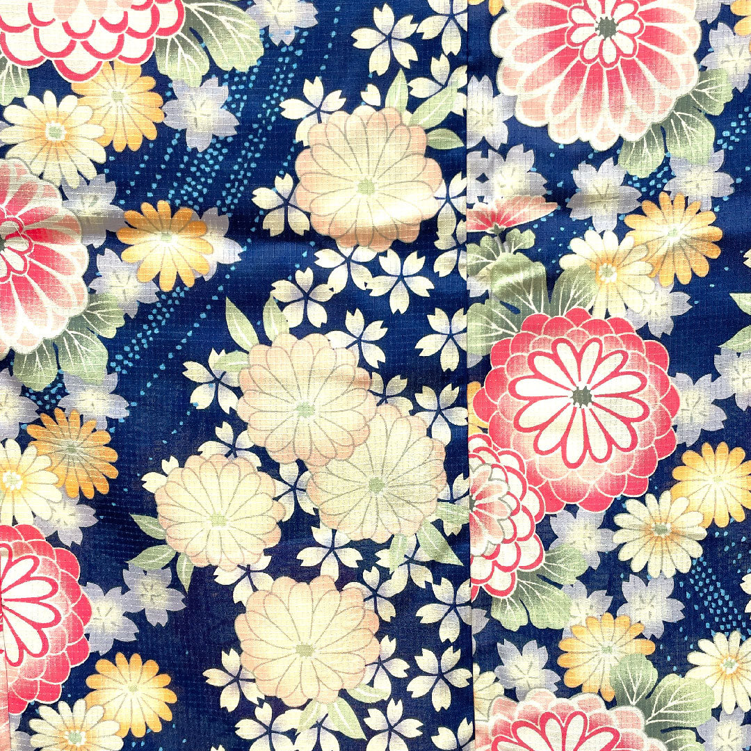 Yukata Dark navy blue Two-piece Floral pattern Polyester S rank Unlined Navy 1118001552118