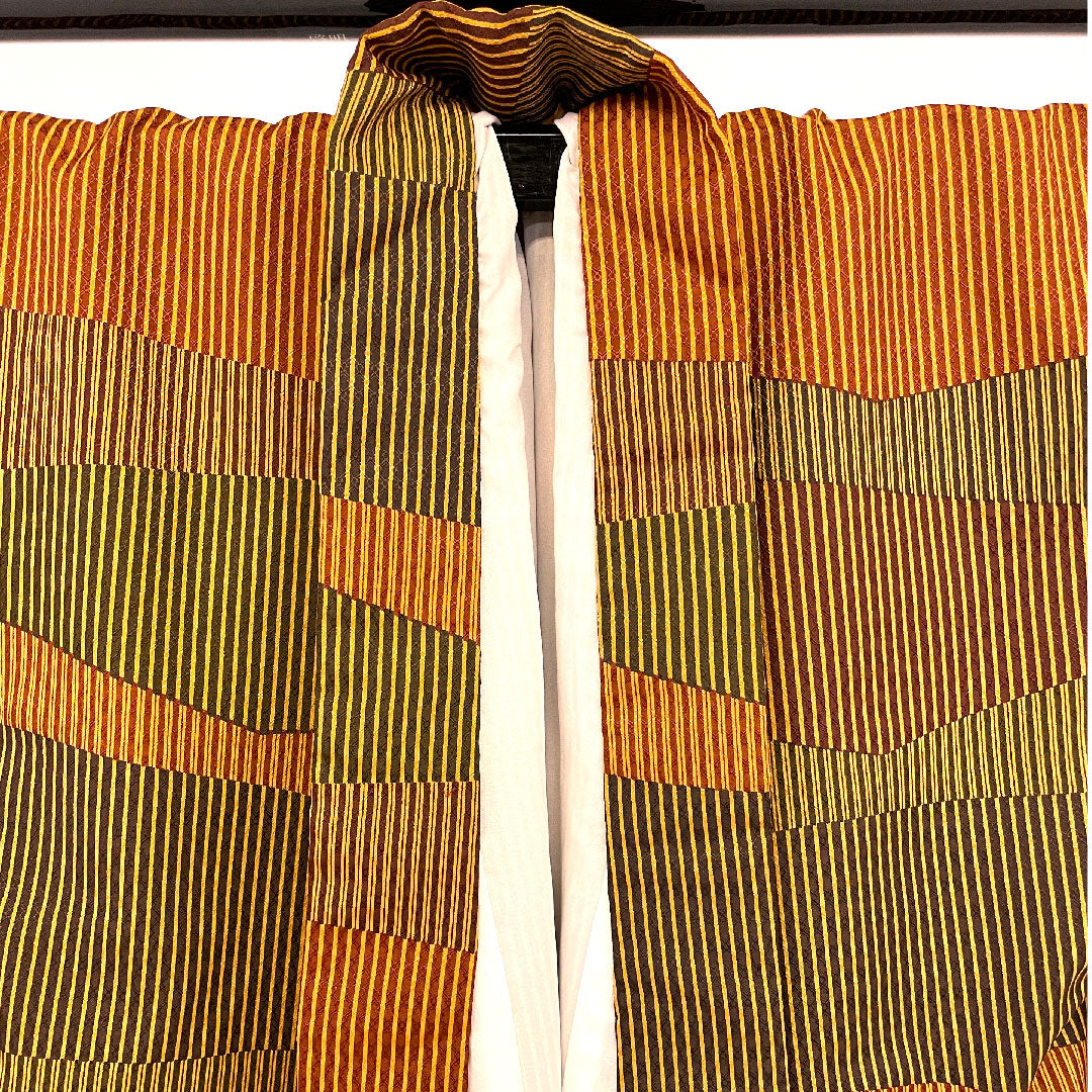 Small pattern, Length 168.5cm, Sleeve length 67cm, Lined, Striped pattern, Washable kimono, Polyester, S rank, Brown, 1115000972414