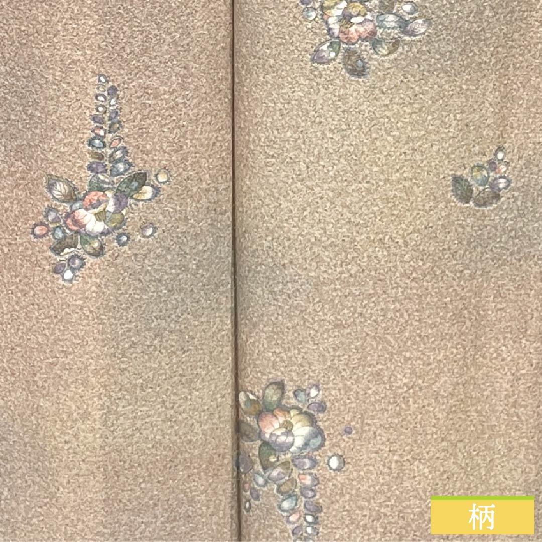 Komon (small pattern) silk, A-rank, length 163.5cm, sleeve length 65.5cm, lined, walnut-colored, Tsujigahana (flower) pattern, sewn with a beige finish, product number 1115006343425