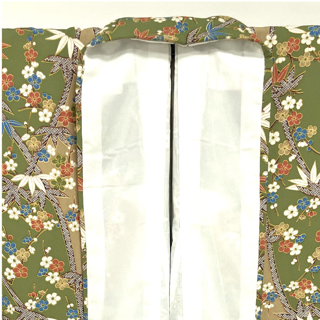 Small pattern, Length 164cm, Sleeve length 66.5cm, Lined, Willow brown, Washable kimono, Bamboo, Plum, Polyester, S rank, Green, 1115002552419