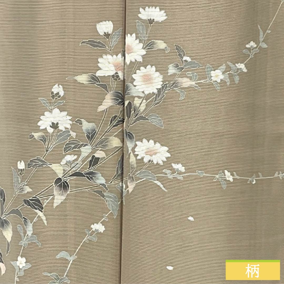 夏物 正絹 付下げ 身丈157cm 裄丈63cm 薄香色（うすこういろ） 草花模様 京友禅 絽 Sランク ベージュ系 1132002752325