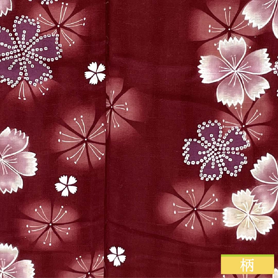 Cotton Yukata, Length 164cm, Sleeve Length 65cm, S Rank, Single Layer, Deep Scarlet Red, Pink, 1118006412412