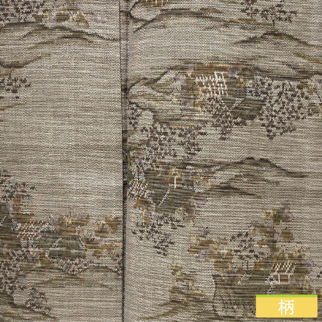 紬 正絹 身丈161.5cm 裄丈66cm 京極生壁色（きょうごくなまかべいろ） 風景模様 居敷当て付き Sランク 単衣 グレー系 1116003802422