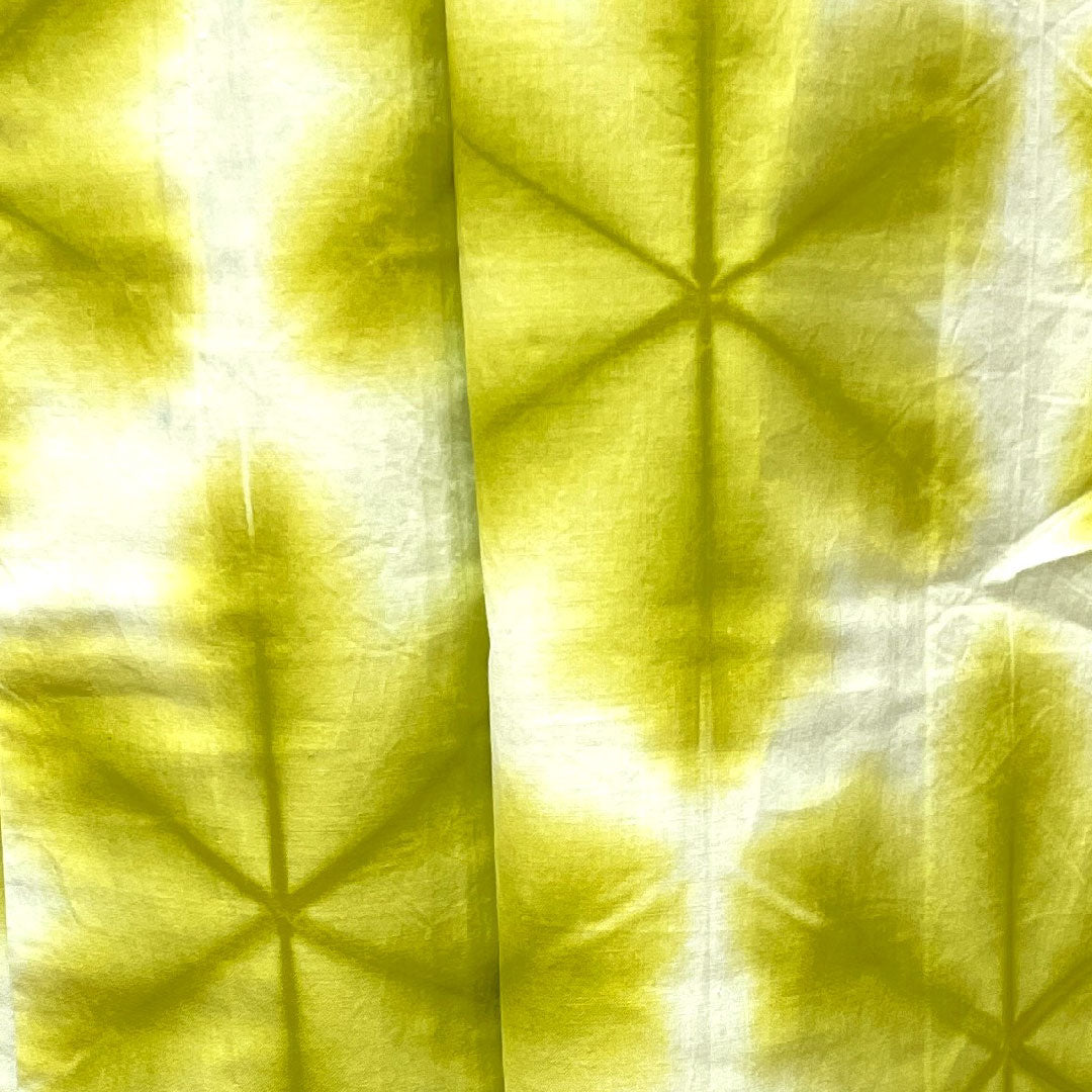 (New, unused item) Yukata, Yukihana-shibori, with basting thread, unused item, Habu-iro, Asanoha, Board-jime-shibori, Cotton, NEW rank, Single layer, Length 162cm, Sleeve length 65.5cm, Yellow, 1118003911423