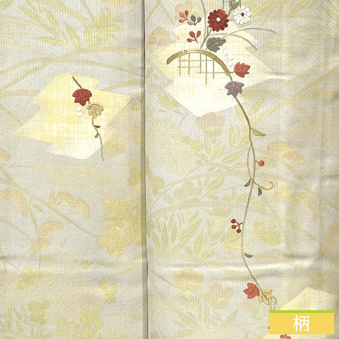 訪問着 正絹 袷 身丈159.5cm 裄丈64.5cm 銀白色（ぎんはくしょく） 京友禅 吉祥文様 Sランク グレー系 1112004772322