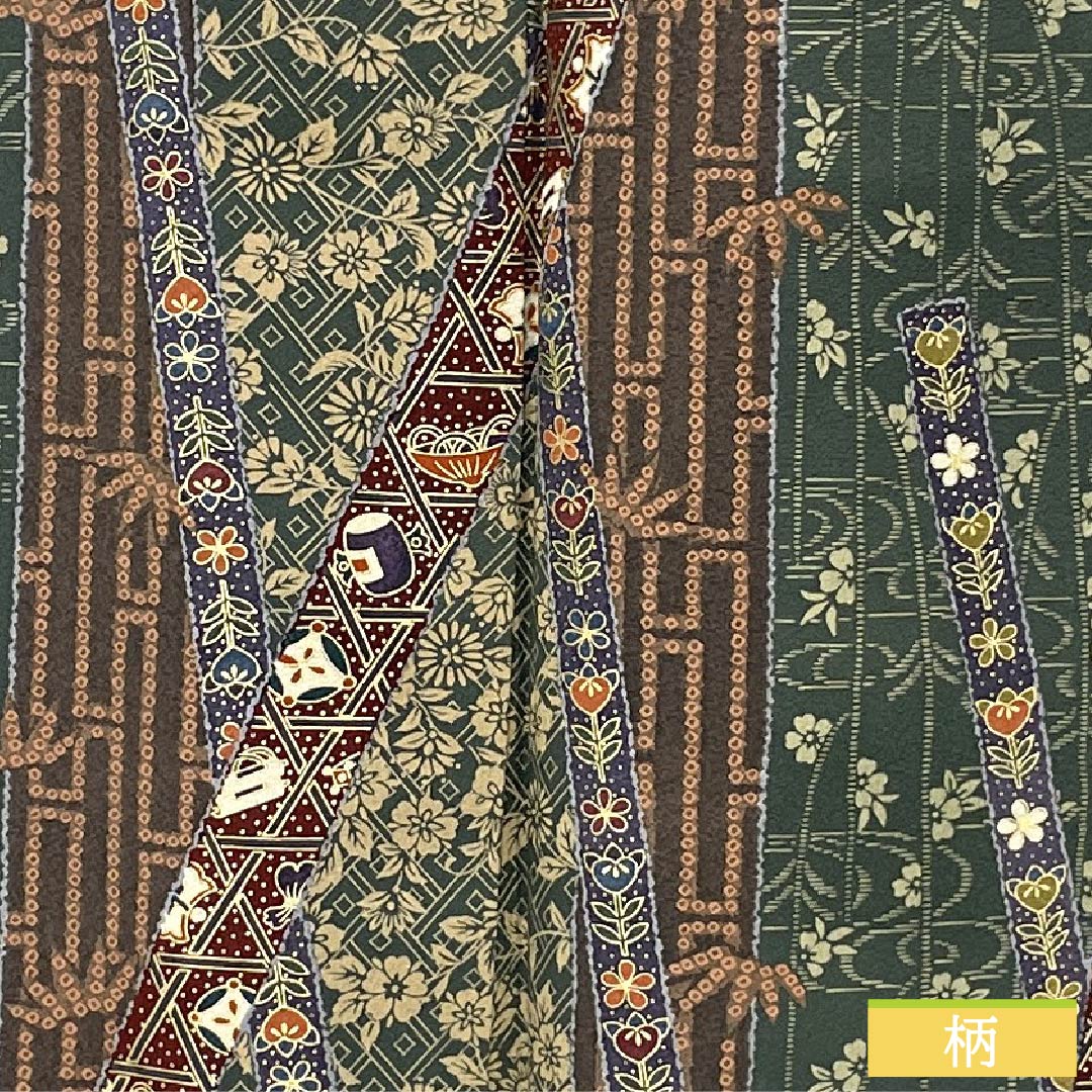 小紋 正絹 身丈162.5cm 裄丈66cm 袷 薩摩納戸色（さつまなんどいろ） 型染 吉祥文様 Sランク 緑系 1115006142419