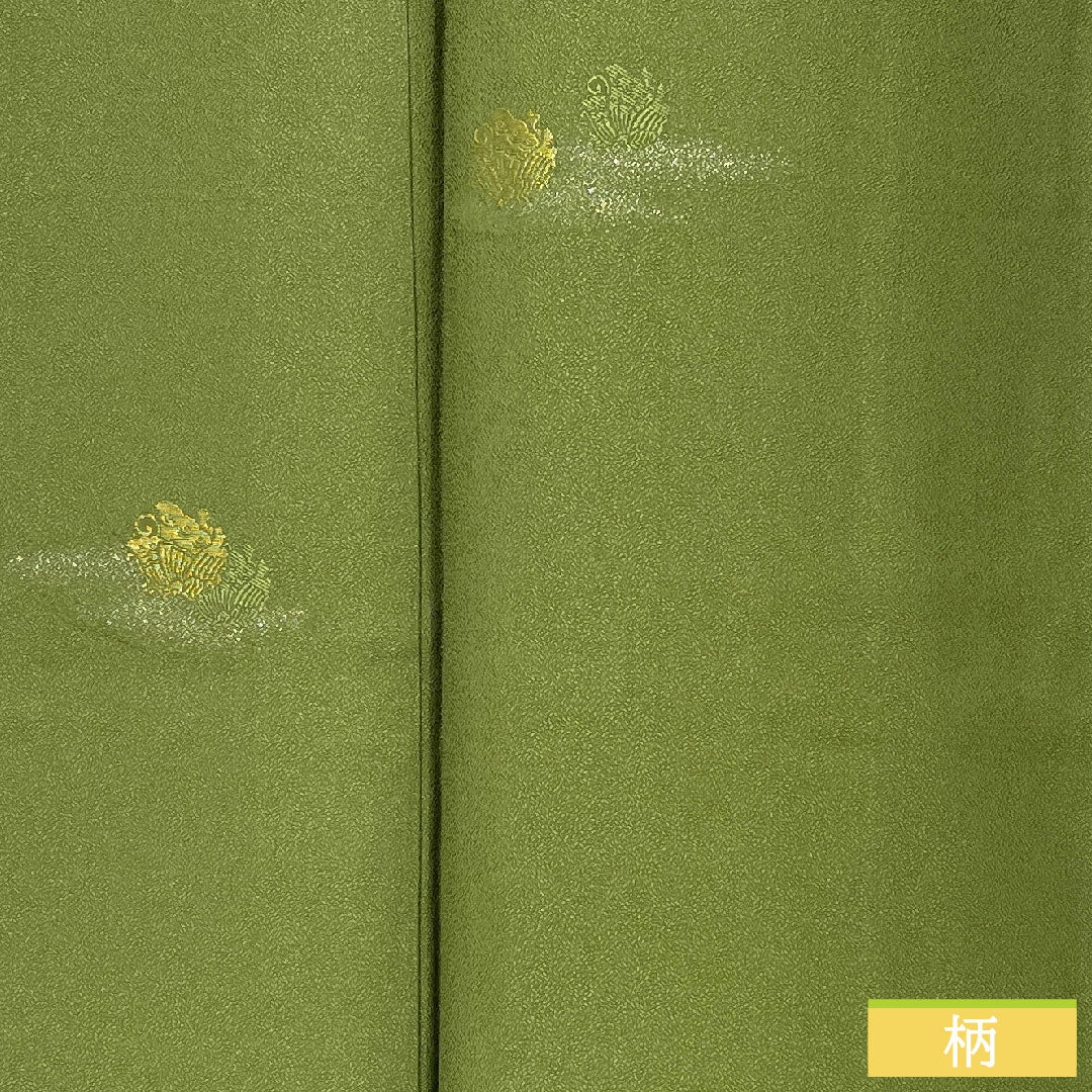Plain color, pure silk, length 164.5cm, sleeve length 65cm, green robe embroidery, one crest, swallowtail butterfly, lined, S rank, green, 1114002012419