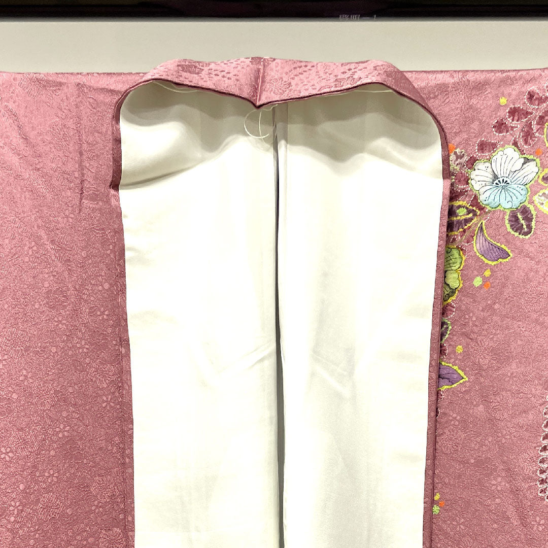 訪問着 袷 身丈164cm 裄丈65cm 未使用品 しつけ糸付き 積紅色 辻ヶ花 正絹 Sランク 紫系 1112002382420