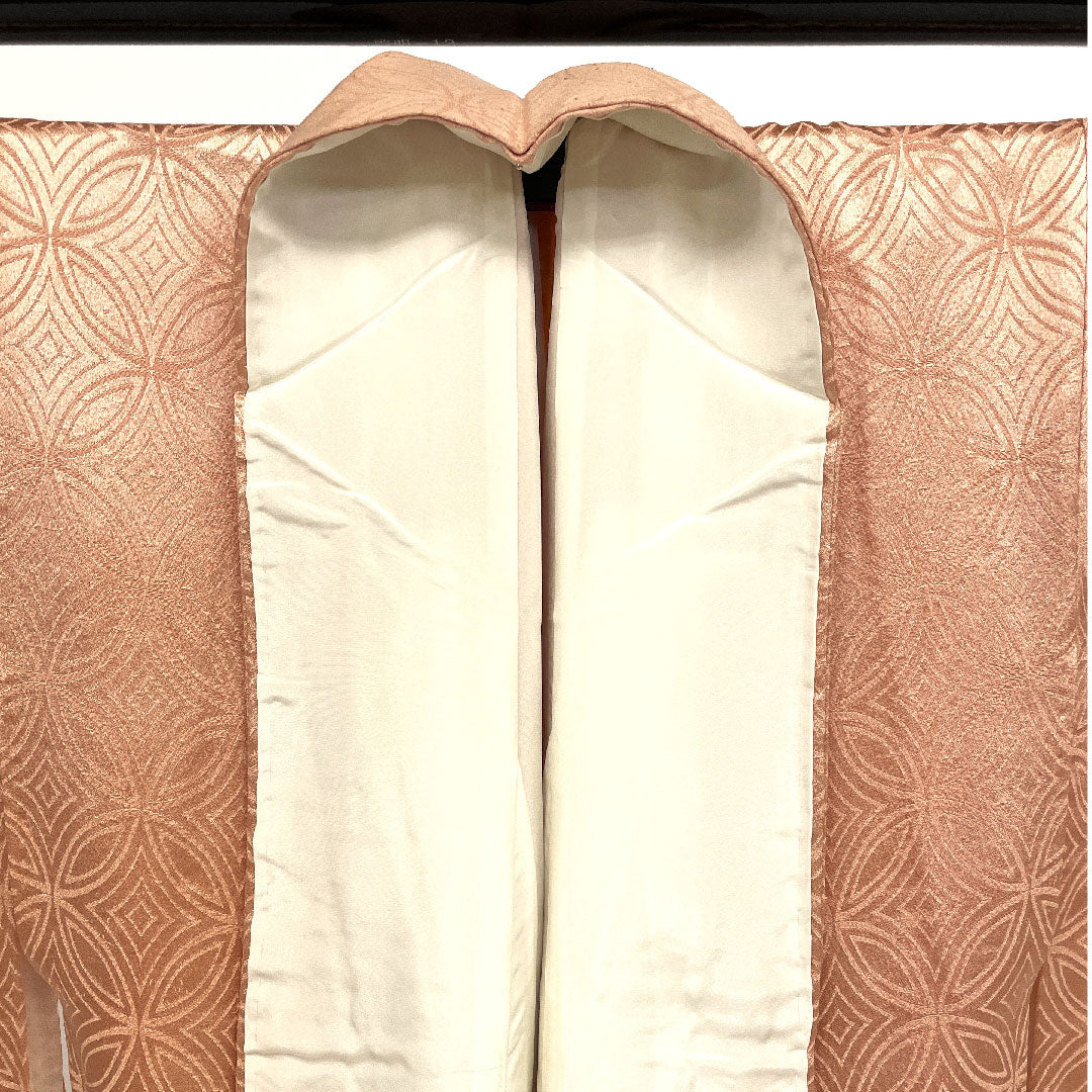Solid color, Shippo pattern, Length 156.5cm, Sleeve length 63cm, Lined, Pure silk, S rank, Pink, 1114000332313