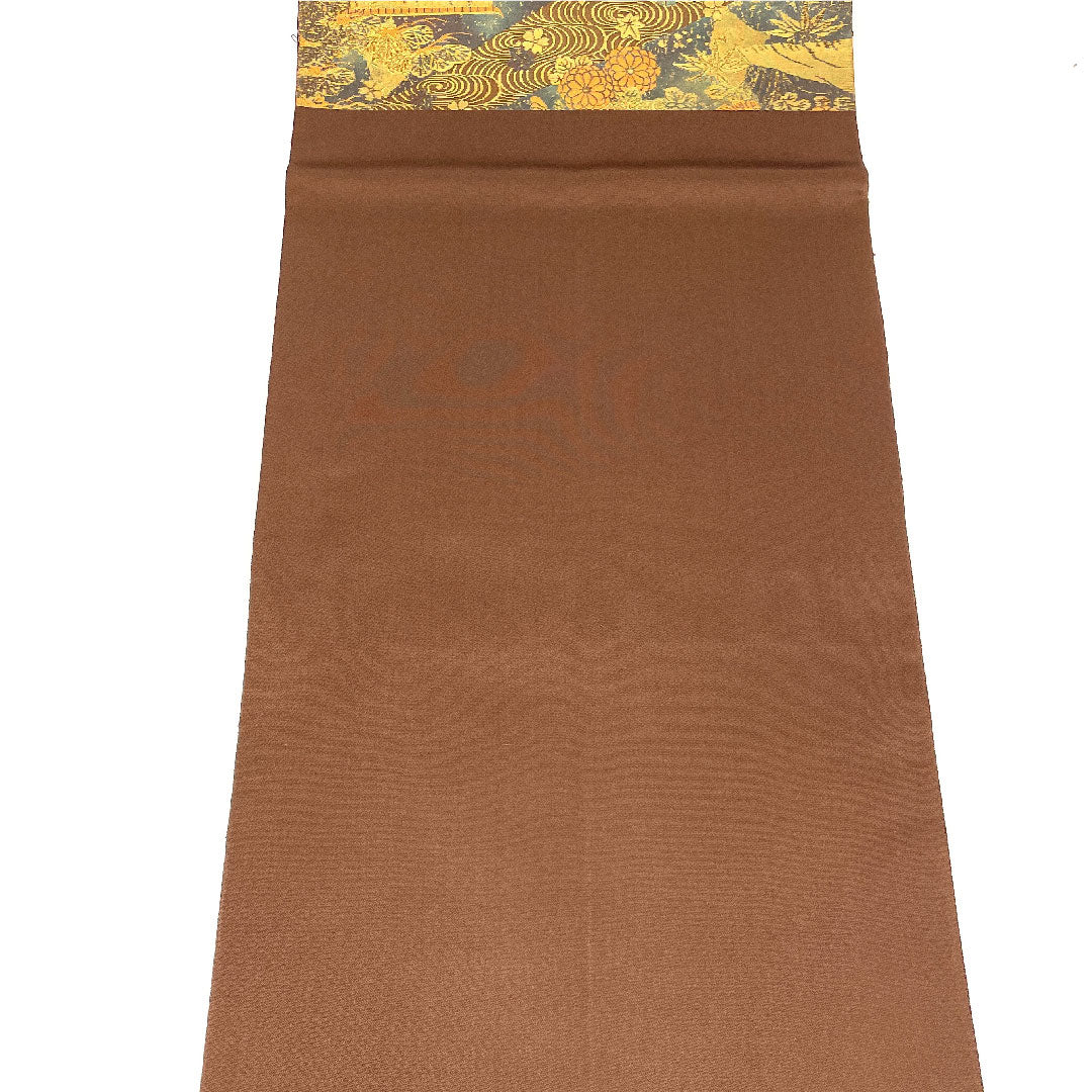 袋帯 手織り 御所絵巻文様 本金箔24金 帯丈432cm 正絹 Aランク 六通 フォーマル 茶系 1123003653314