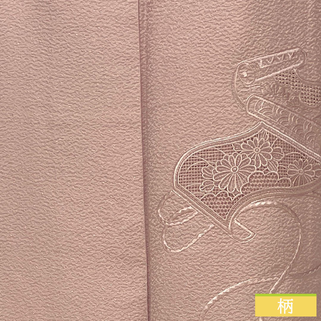 Homongi, pure silk, lined, length 149cm, sleeve length 62cm, light wisteria color, Shantou embroidery, Suzhou embroidery, one crest, medium-shaded five-three paulownia, S rank, purple, 1112005112120