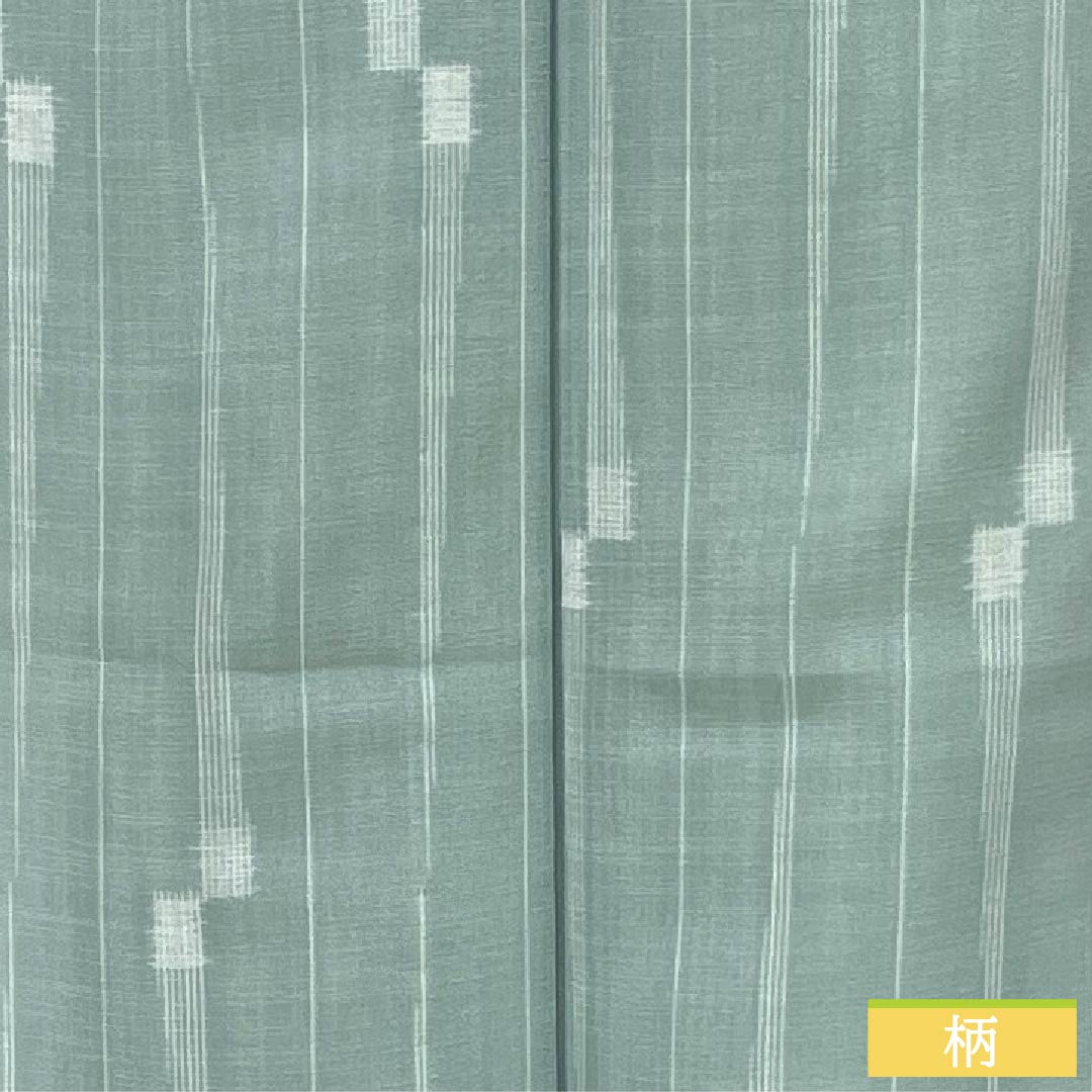 Summer kimono, polyester, small pattern, length 163cm, sleeve length 65cm, light blue (usumizuiro) striped, washable, gauze, S rank, green, 1132002662419