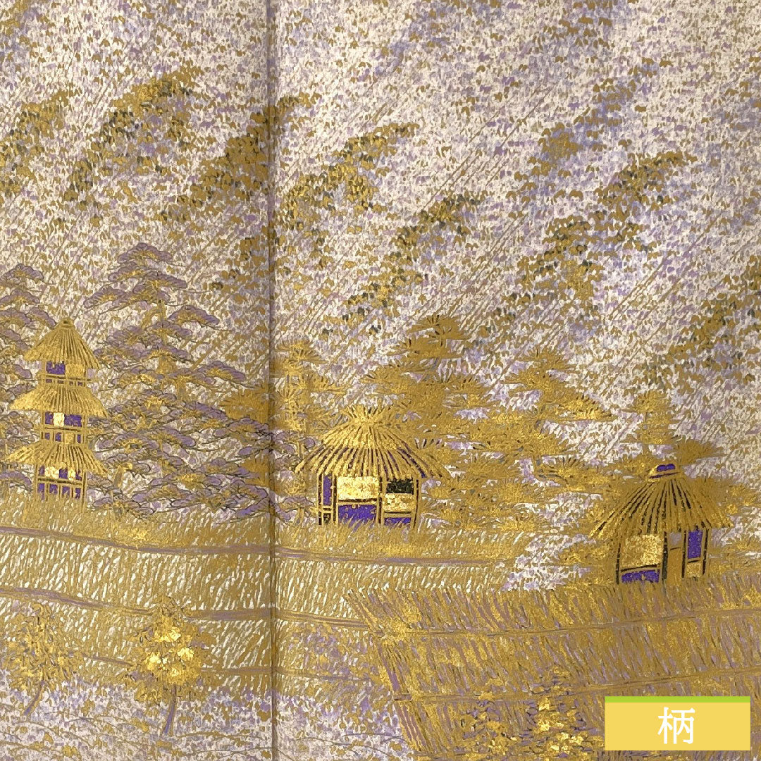 訪問着 正絹 袷 身丈158cm 裄丈62cm 銀白色（ぎんはくしょく） 京友禅 風景模様 パールトーン加工 作家物 Aランク グレー系 1112004963322